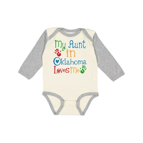 Inktastic My Aunt in Oklahoma Loves Me Boys or Girls Long Sleeve Baby Bodysuit