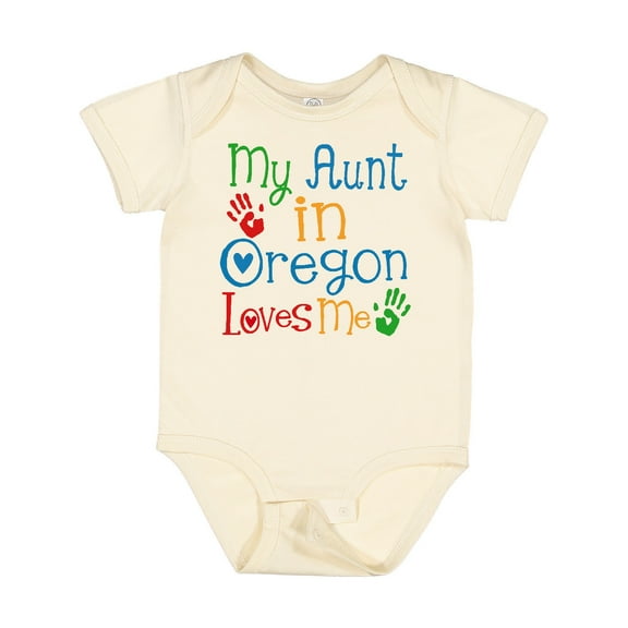 Inktastic My Aunt in Oregon Loves Me Boys or Girls Baby Bodysuit