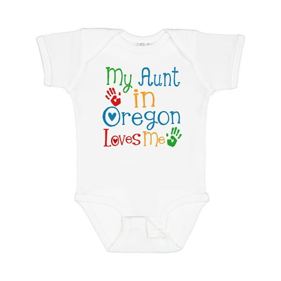 Inktastic My Aunt in Oregon Loves Me Boys or Girls Baby Bodysuit