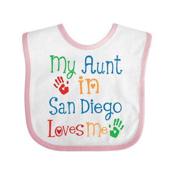 Inktastic My Aunt in San Diego Loves Me Boys or Girls Baby Bib