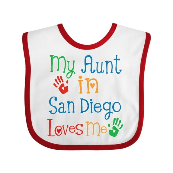 Inktastic My Aunt in San Diego Loves Me Boys or Girls Baby Bib