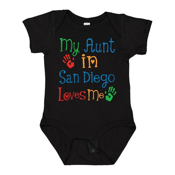 Inktastic My Aunt in San Diego Loves Me Boys or Girls Baby Bodysuit