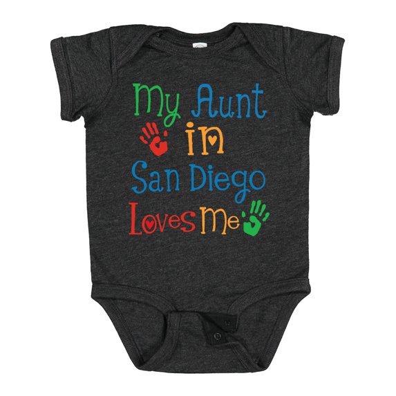 Inktastic My Aunt in San Diego Loves Me Boys or Girls Baby Bodysuit