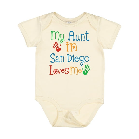 Inktastic My Aunt in San Diego Loves Me Boys or Girls Baby Bodysuit