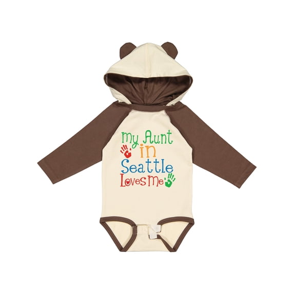Inktastic My Aunt in Seattle Loves Me Boys or Girls Long Sleeve Baby Bodysuit