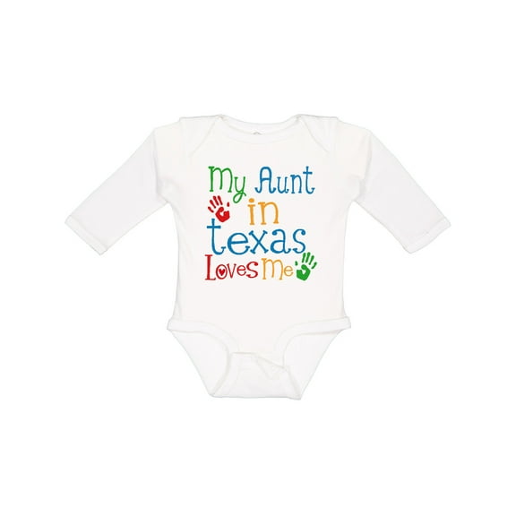 Inktastic My Aunt in Texas Loves Me Boys or Girls Long Sleeve Baby Bodysuit