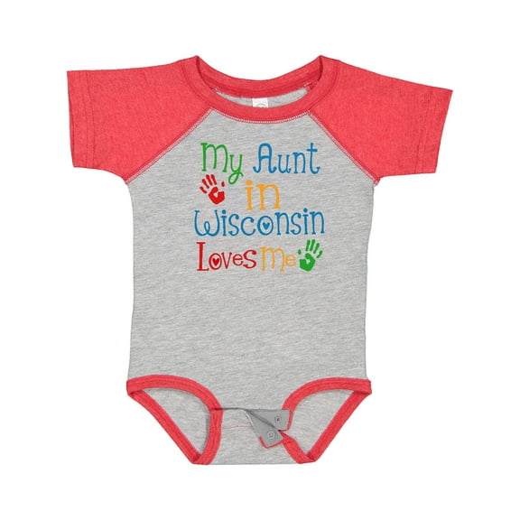 Inktastic My Aunt in Wisconsin Loves Me Boys or Girls Baby Bodysuit