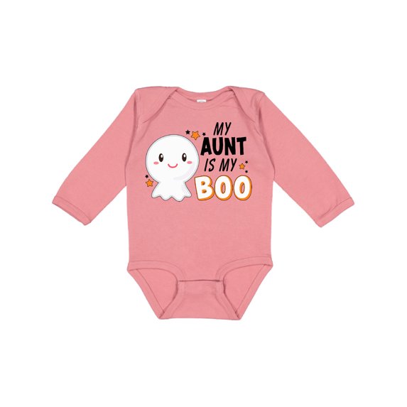 Inktastic My Aunt is My Boo with Cute Ghost Boys or Girls Long Sleeve Baby Bodysuit
