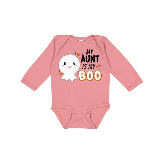 Inktastic My Aunt is My Boo with Cute Ghost Boys or Girls Long Sleeve Baby Bodysuit