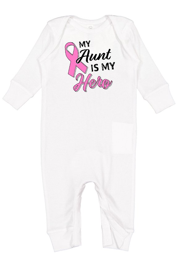 My Aunt is My Hero Breast Cancer Awareness Baby Romper Coveralls