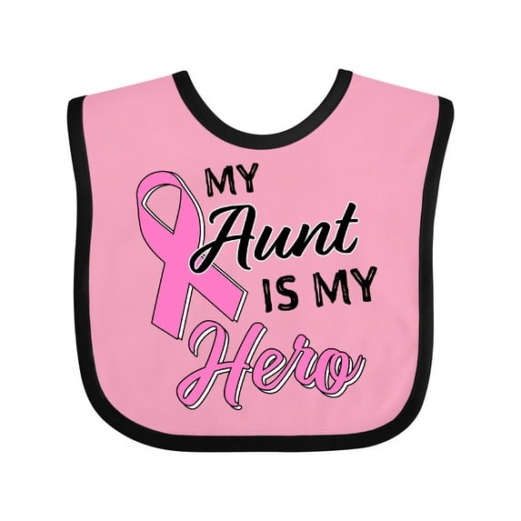 Inktastic My Aunt is My Hero Breast Cancer Awareness Boys or Girls Baby Bib