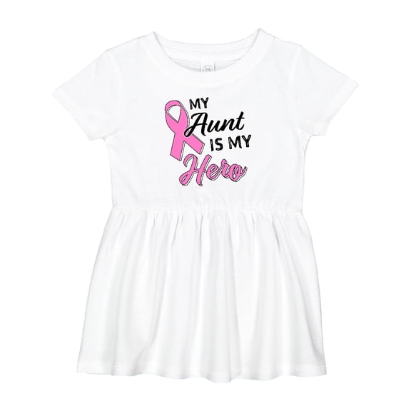 Inktastic My Aunt is My Hero Breast Cancer Awareness Girls Baby Dress