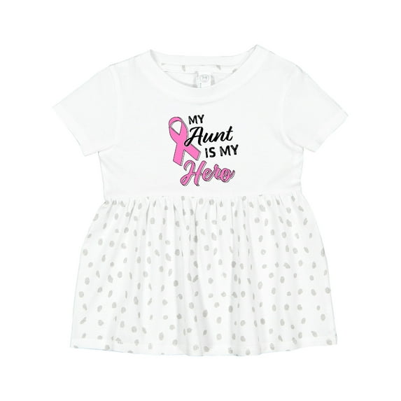 Inktastic My Aunt is My Hero Breast Cancer Awareness Girls Baby Dress