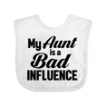 thumbnail image 1 of Inktastic My Aunt is a Bad Influence Boys or Girls Baby Bib, 1 of 4