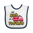 thumbnail image 1 of Inktastic My Aunt is a Firefighter with Fire Truck Boys or Girls Baby Bib, 1 of 4