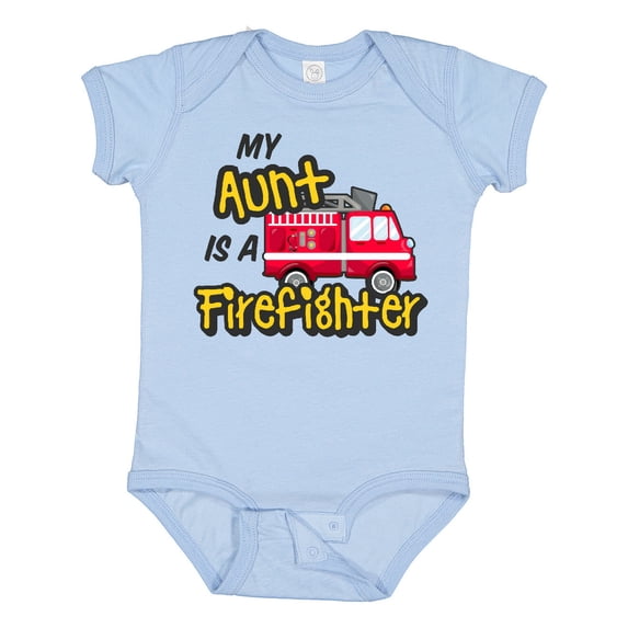 Inktastic My Aunt is a Firefighter with Fire Truck Boys or Girls Baby Bodysuit