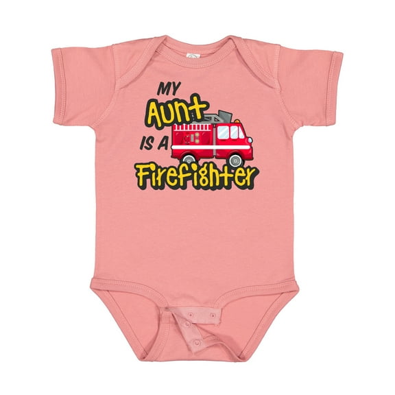 Inktastic My Aunt is a Firefighter with Fire Truck Boys or Girls Baby Bodysuit