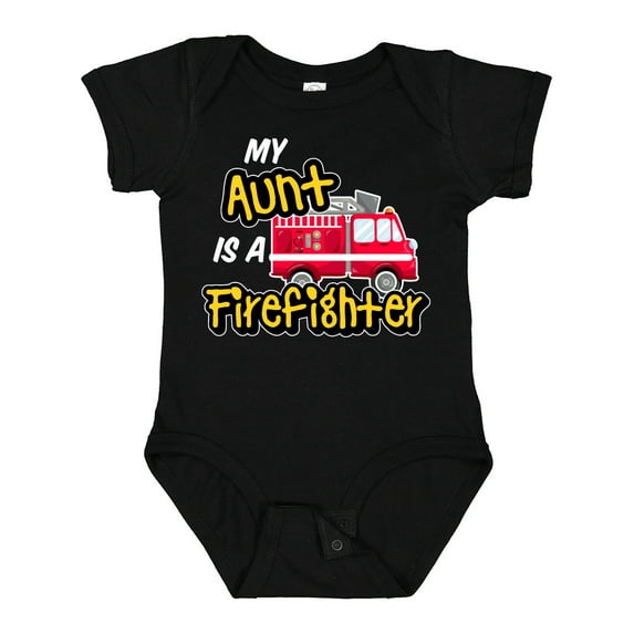 Inktastic My Aunt is a Firefighter with Fire Truck Boys or Girls Baby Bodysuit