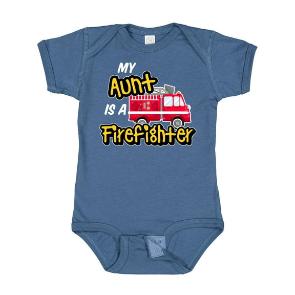 Inktastic My Aunt is a Firefighter with Fire Truck Boys or Girls Baby Bodysuit