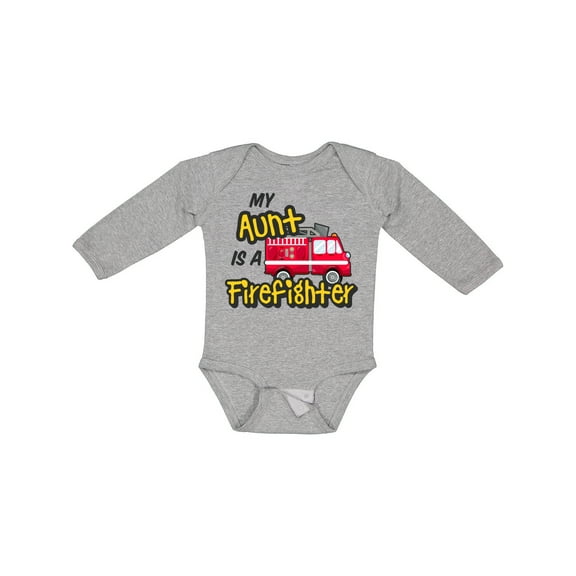 Inktastic My Aunt is a Firefighter with Fire Truck Boys or Girls Long Sleeve Baby Bodysuit