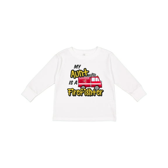 Inktastic My Aunt is a Firefighter with Fire Truck Boys or Girls Long Sleeve Toddler T-Shirt