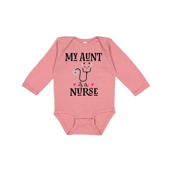 Inktastic My Aunt is a Nurse Girls Long Sleeve Baby Bodysuit