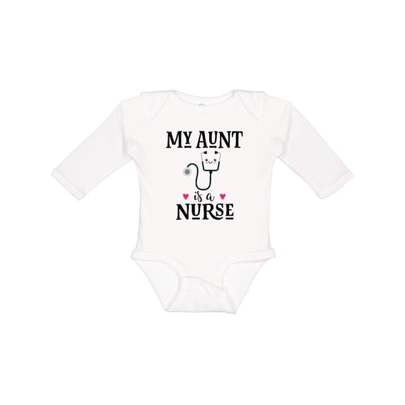 Inktastic My Aunt is a Nurse Girls Long Sleeve Baby Bodysuit