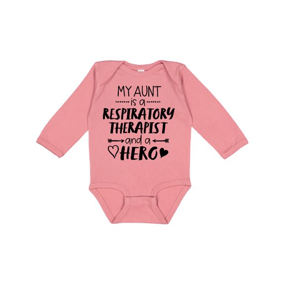 Inktastic My Aunt is a Respiratory Therapist and a Hero Boys or Girls Long Sleeve Baby Bodysuit