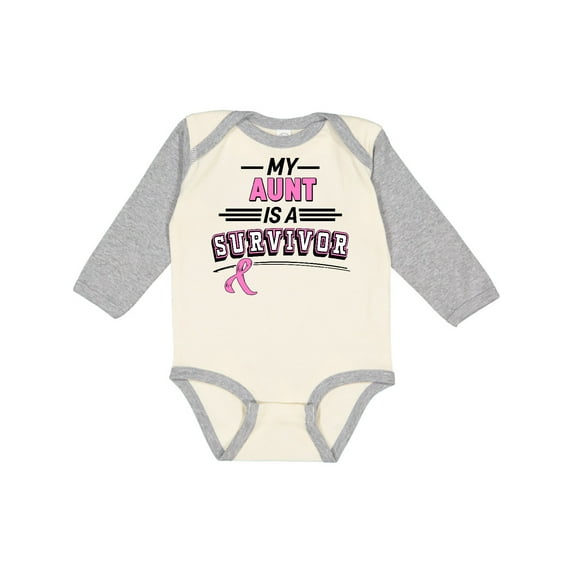 Inktastic My Aunt is a Survivor Breast Cancer Awareness Boys or Girls Long Sleeve Baby Bodysuit