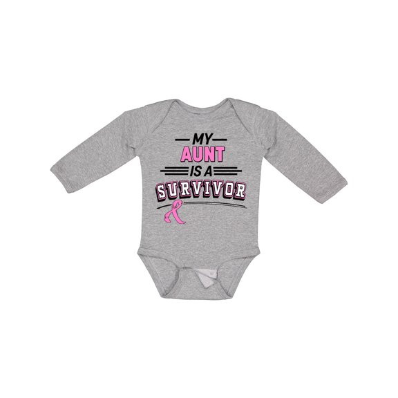 Inktastic My Aunt is a Survivor Breast Cancer Awareness Boys or Girls Long Sleeve Baby Bodysuit