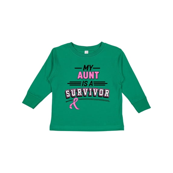 Inktastic My Aunt is a Survivor Breast Cancer Awareness Boys or Girls Long Sleeve Toddler T-Shirt