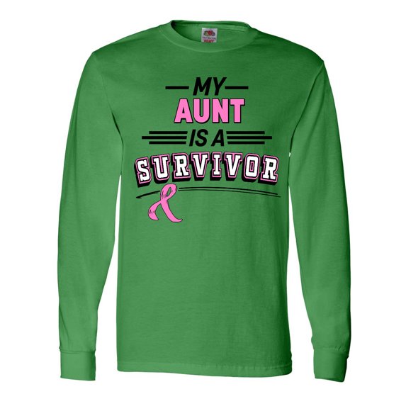 Inktastic My Aunt is a Survivor Breast Cancer Awareness Long Sleeve T-Shirt