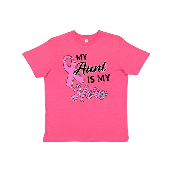 Inktastic My Aunt is my Hero- Breast Cancer Awareness Youth T-Shirt