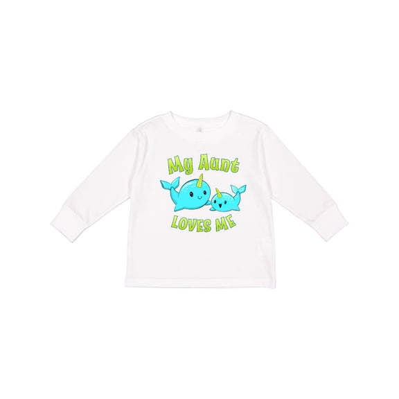 Inktastic My Aunt loves me- cute narwhal Boys or Girls Long Sleeve Toddler T-Shirt