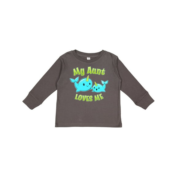 Inktastic My Aunt loves me- cute narwhal Boys or Girls Long Sleeve Toddler T-Shirt