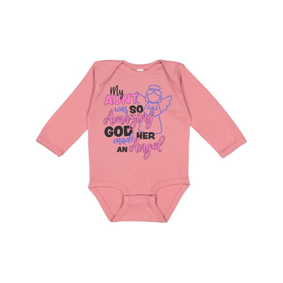 Inktastic My Aunt was so Amazing God Made her an Angel Girls Long Sleeve Baby Bodysuit