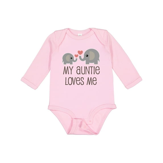 Inktastic My Auntie Loves Me Boys or Girls Long Sleeve Baby Bodysuit