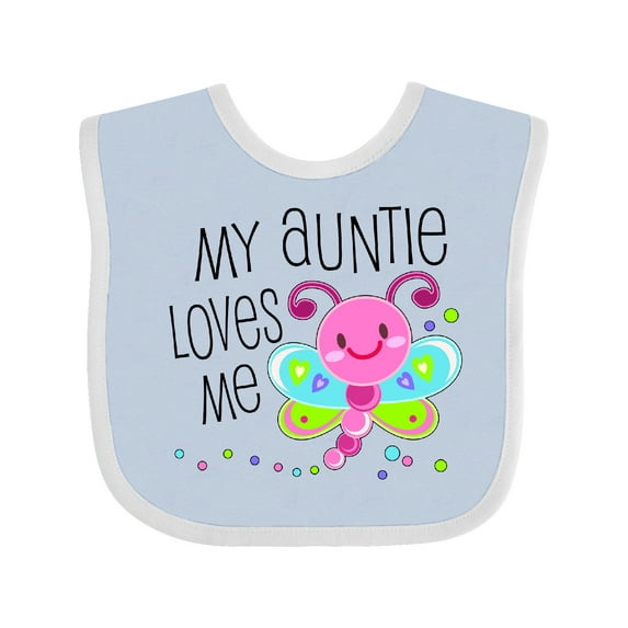 Inktastic My Auntie Loves Me- Cute Dragonfly Boys or Girls Baby Bib