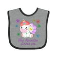 thumbnail image 1 of Inktastic My Auntie Loves Me- Cute Unicorn Boys or Girls Baby Bib, 1 of 4