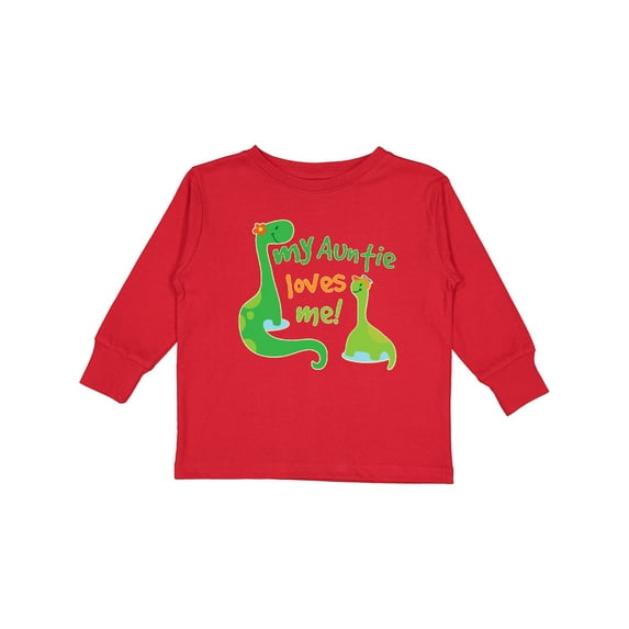 Inktastic My Auntie Loves Me Dinosaur Boys Long Sleeve Toddler T-Shirt