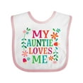 thumbnail image 1 of Inktastic My Auntie Loves Me Girls Girls Baby Bib, 1 of 4