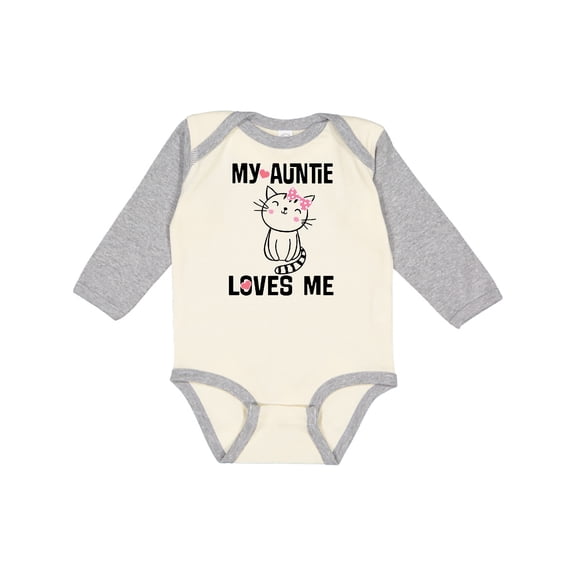 Inktastic My Auntie Loves Me Girls Long Sleeve Baby Bodysuit