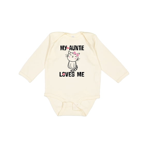 Inktastic My Auntie Loves Me Girls Long Sleeve Baby Bodysuit