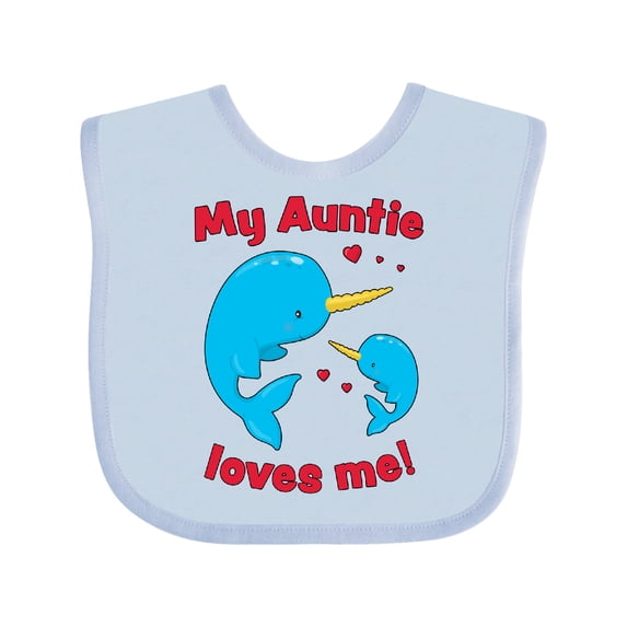 Inktastic My Auntie Loves Me Narwhal Family Boys or Girls Baby Bib