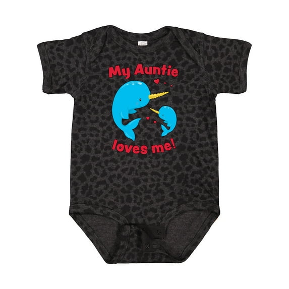 Inktastic My Auntie Loves Me Narwhal Family Boys or Girls Baby Bodysuit
