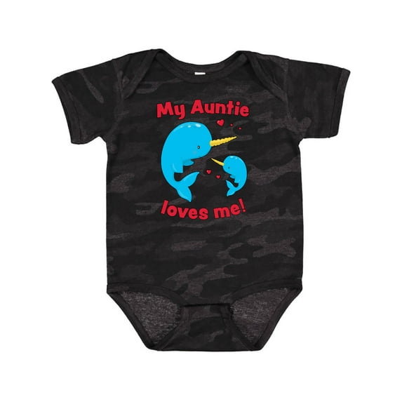 Inktastic My Auntie Loves Me Narwhal Family Boys or Girls Baby Bodysuit