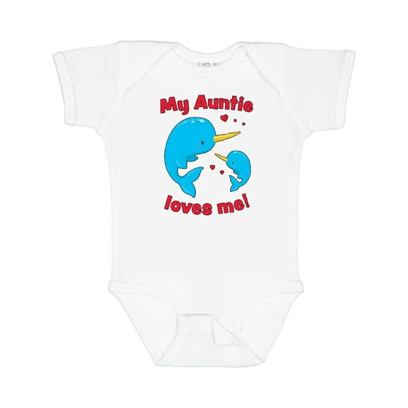Inktastic My Auntie Loves Me Narwhal Family Boys or Girls Baby Bodysuit
