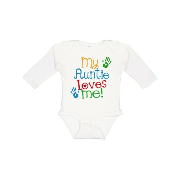 Inktastic My Auntie Loves Me Nephew Boys or Girls Long Sleeve Baby Bodysuit