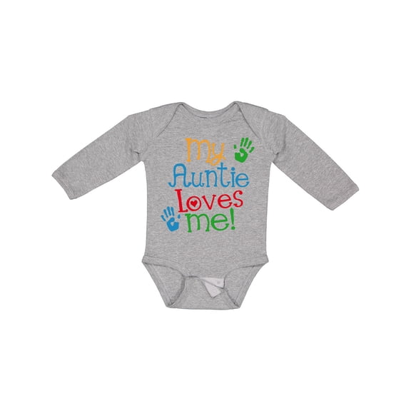 Inktastic My Auntie Loves Me Nephew Boys or Girls Long Sleeve Baby Bodysuit
