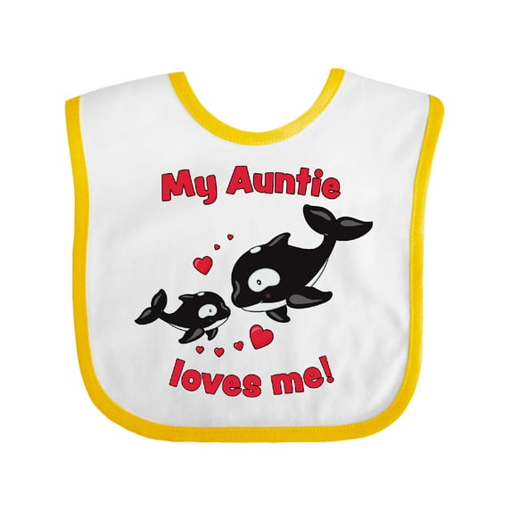 Inktastic My Auntie Loves Me Orca Family Boys or Girls Baby Bib